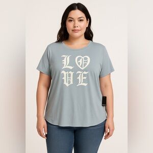 “LOVE” Graphic Tee – Size 1 Torrid Classic Fit Blue